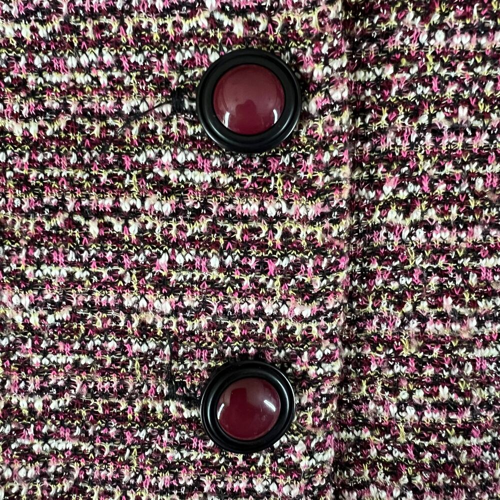 Vintage Y2K Purple Boucle Jacket L Metallic Blazer Cropped Sparkle Flower Pin - Picture 4 of 12